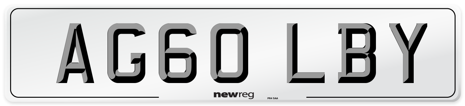 AG60 LBY Number Plate from New Reg